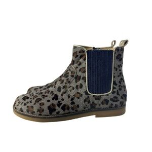 Mini Boden Girls size 36 Side Zip Leopard Print Cowhide Chelsea Boots